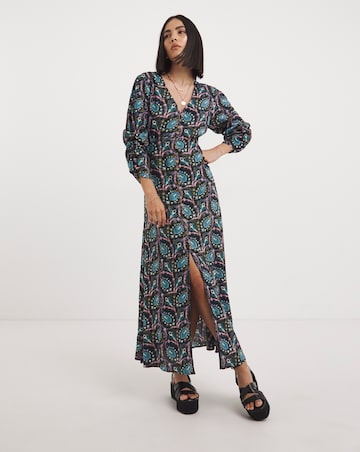 Joe Browns Blue Multi Paisley Button Through Maxi Dress