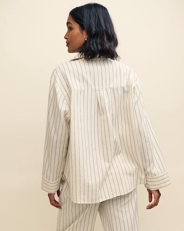 Nobody's Child Cream Pinstripe Oversized Shirt
