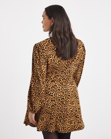 Leopard Print Supersoft Sweetheart Neck Skater Dress