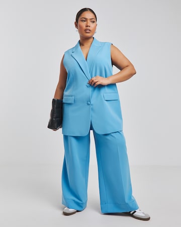 Blue Wide Leg Tailored Trouser
