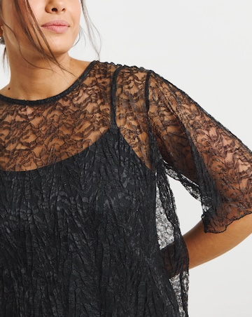 Simply Be Black Lace Boxy Top