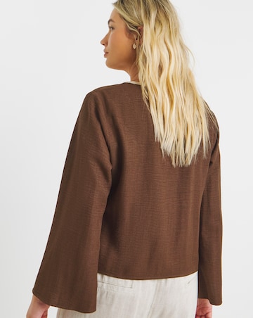Simply Be Contrast Trim Tie Front Blouse