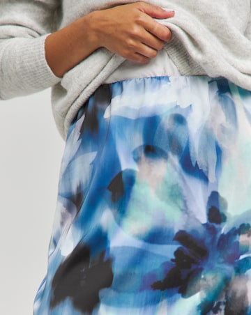 Abstract Floral Print Satin Maxi Skirt