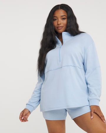Three Quarter Zip Sweatshirt And Short Lounge Set