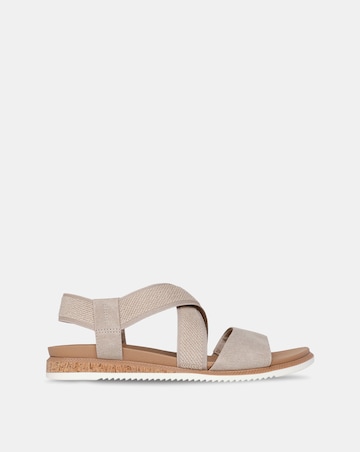 Skechers Taupe Bobs Desert Kiss Low Sandals - Wide Fit (E)