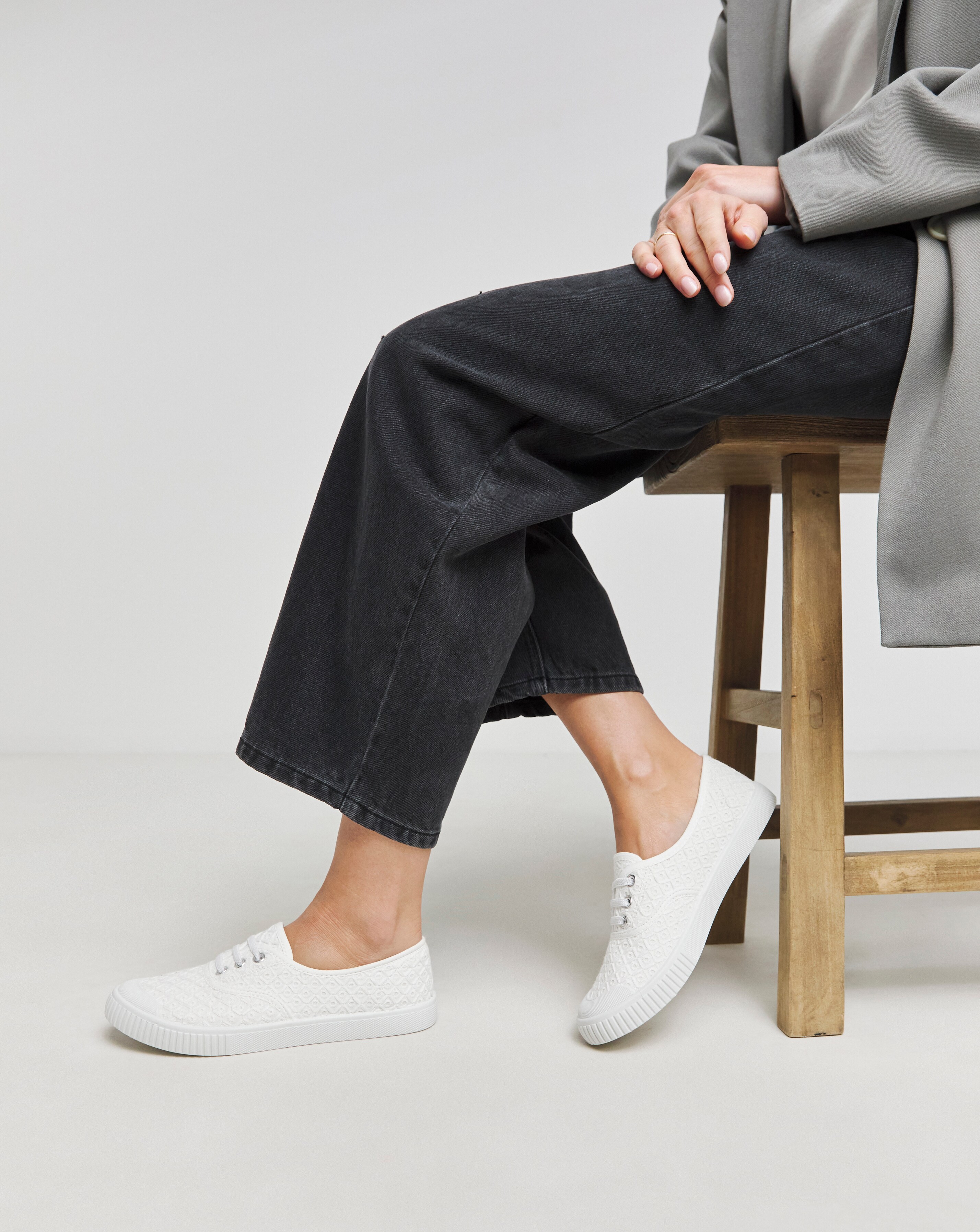 Birney Lace Up Plimsole Trainers - Wide Fit (E)