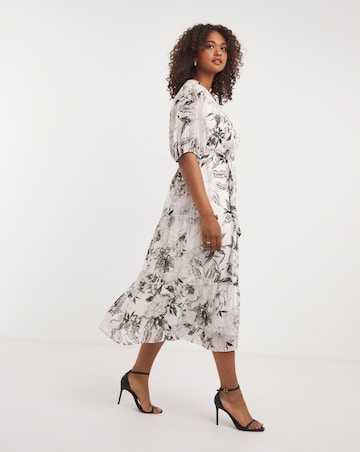 Joanna Hope Belted Midi Tiered Dress