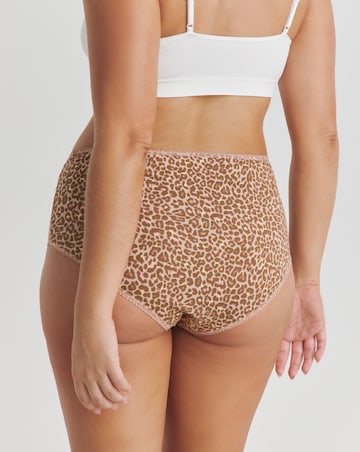 Pretty Secrets (5 Pack) Lace Top Full Brief Knickers Animal Print