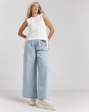 Cream Cotton Tie Side Knitted Tank Top