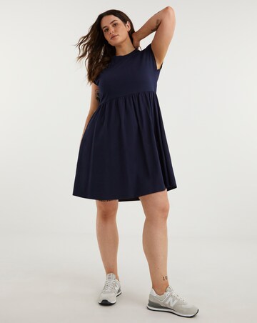 Navy Cotton Jersey Smock Dress
