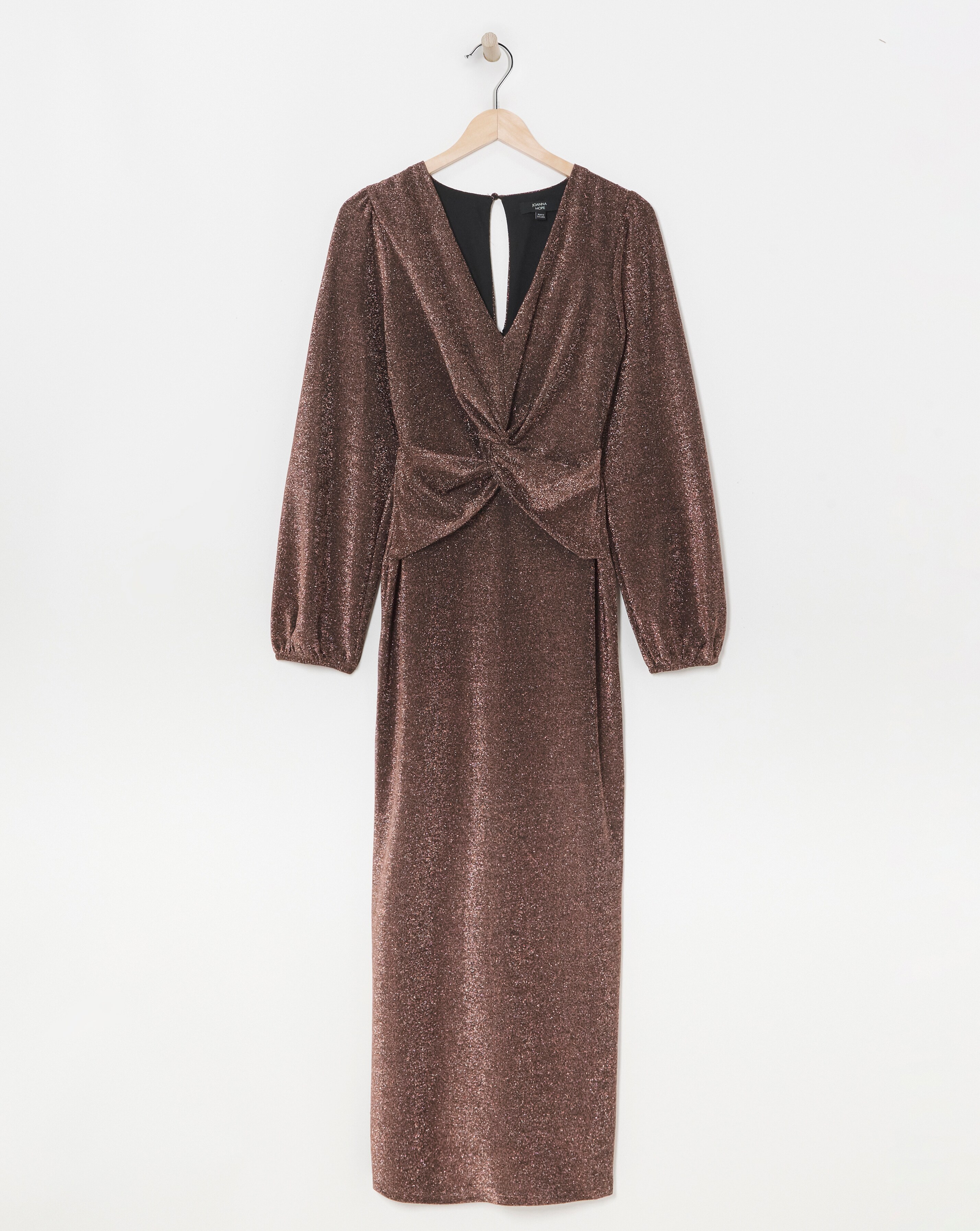 Joanna Hope Copper Glitter Twist Front Jersey Maxi Dress