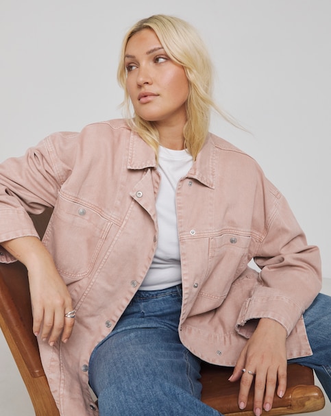 Simply Be Ballet Pink Denim Workwear Jacket