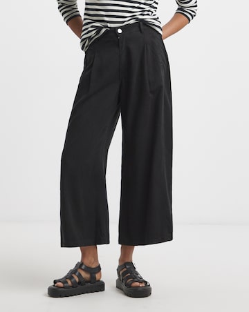 Black Crop Wide Leg Jeans with Tencel TM Lyocell