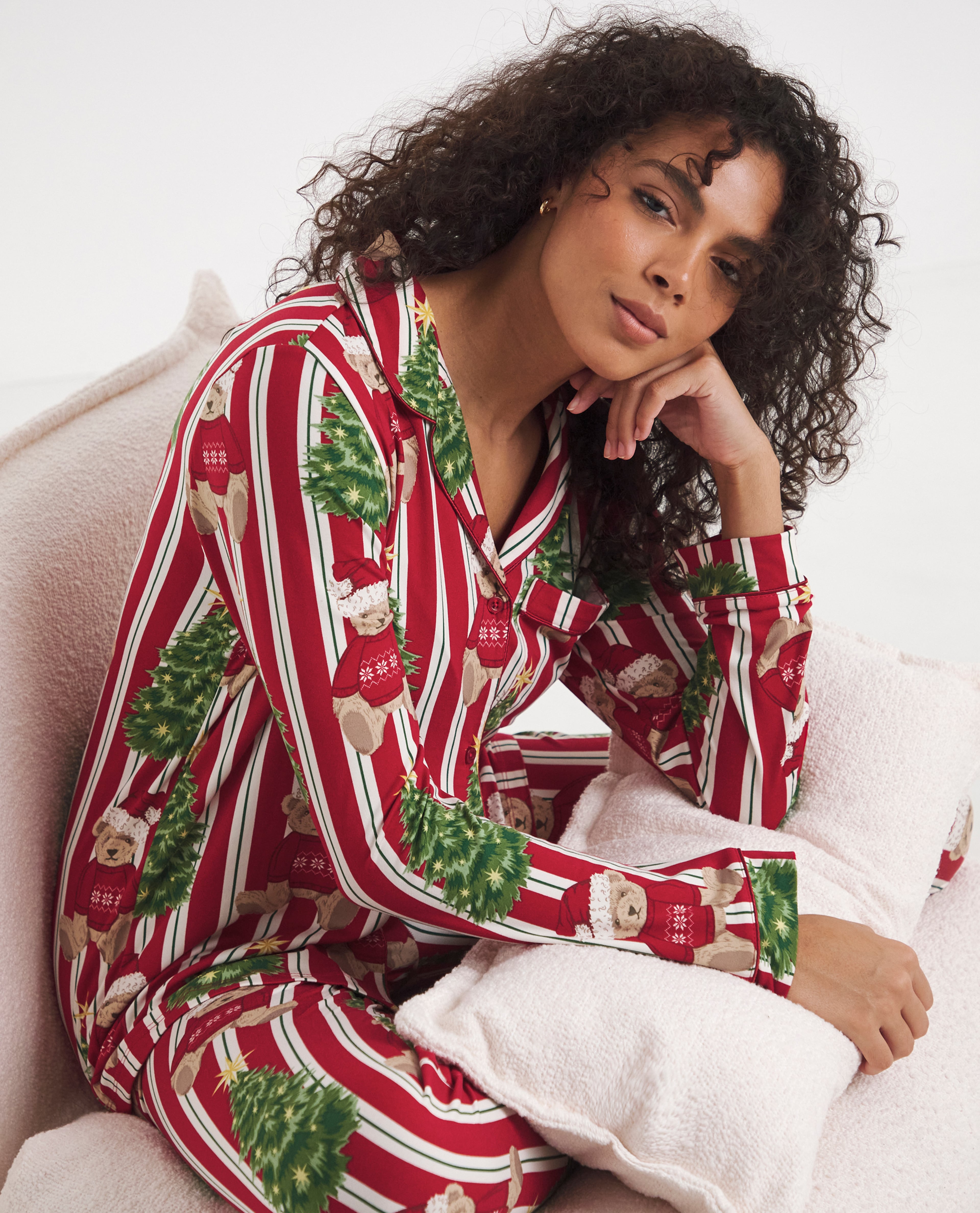 Red and white striped festive pyjamas