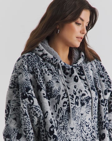 Oversized Leopard Print Hooded Lounge Dress