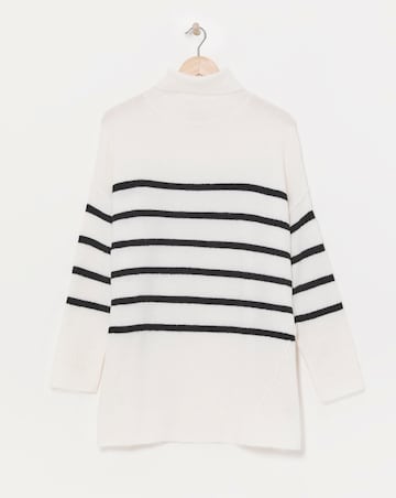 Mono Stripe Longline Roll Neck Jumper