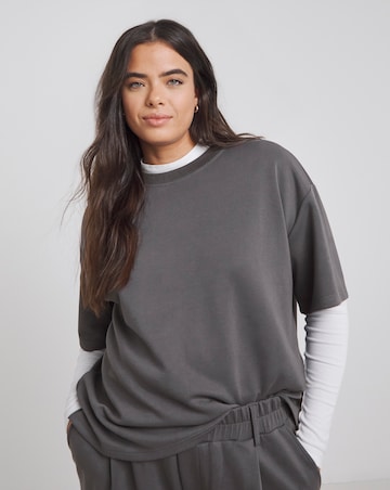 Slate Grey Luxe Modal Short Sleeve Sweatshirt