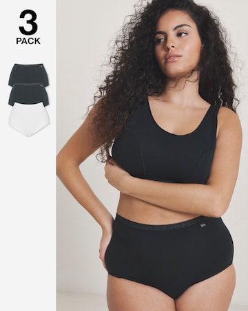 Slimma (3 Pack) Cotton Full Brief Knickers Black/White
