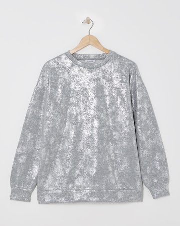 Grey Marl & Silver Distressed Foil Sweatshirt