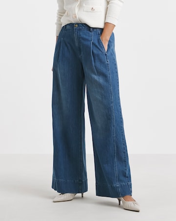 Drape Wide Leg Jeans- Authentic Mid Blue