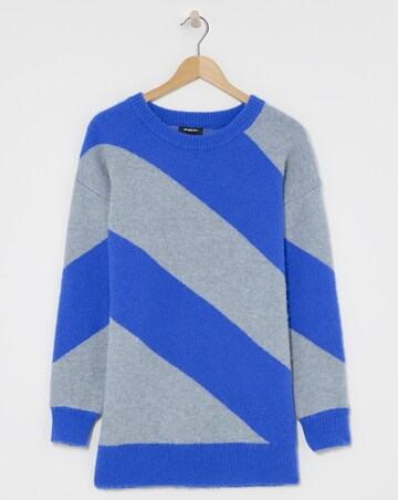 Blue and Grey Diagonal Stripe Jumper