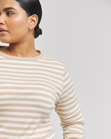 Oatmeal & Ivory Stripe Ribbed Long Sleeve Top
