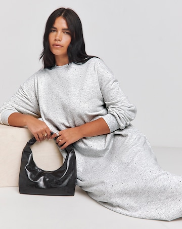 Grey Diamante Sweat Dress