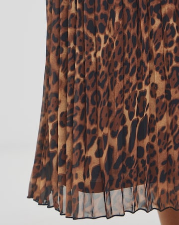Simply Be Leopard Print Chiffon Pleated Midaxi Skirt