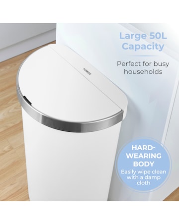 Tower White 50L Curved Sensor Bin