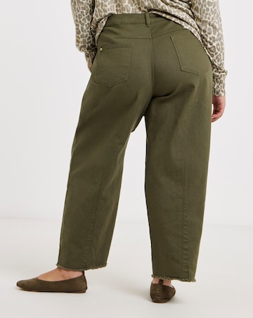 Olive Dart Detail Barrel Leg Jeans