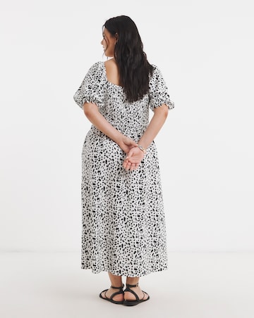 Waffle Shirred Midi Dress