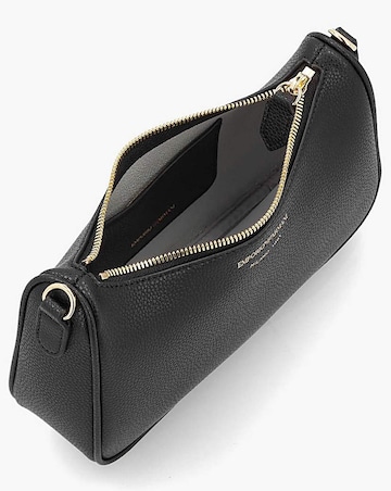 Emporio Armani Lilly Black & Silver Pebbled Baguette Bag