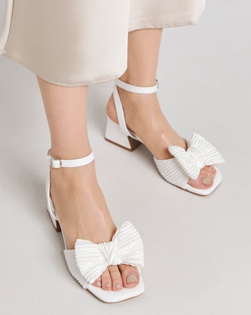 Isla Plisse Bow Low Heel Occasion Sandals Wide E Fit