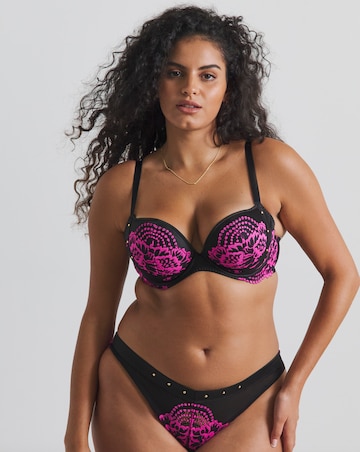 Ann Summers Seductive Siren Padded Plunge Wired Bra Black/Pink