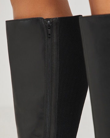 Ashleigh Leather Stretch Panel Boots - Extra Wide Fit (EEE) Standard/Curvy Calf