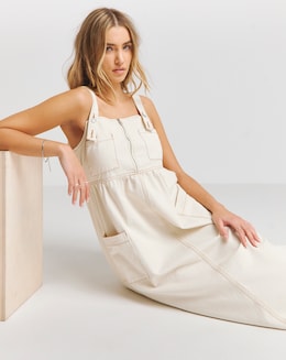 Simply Be Ecru Midaxi Pocket Detail Apron Dress