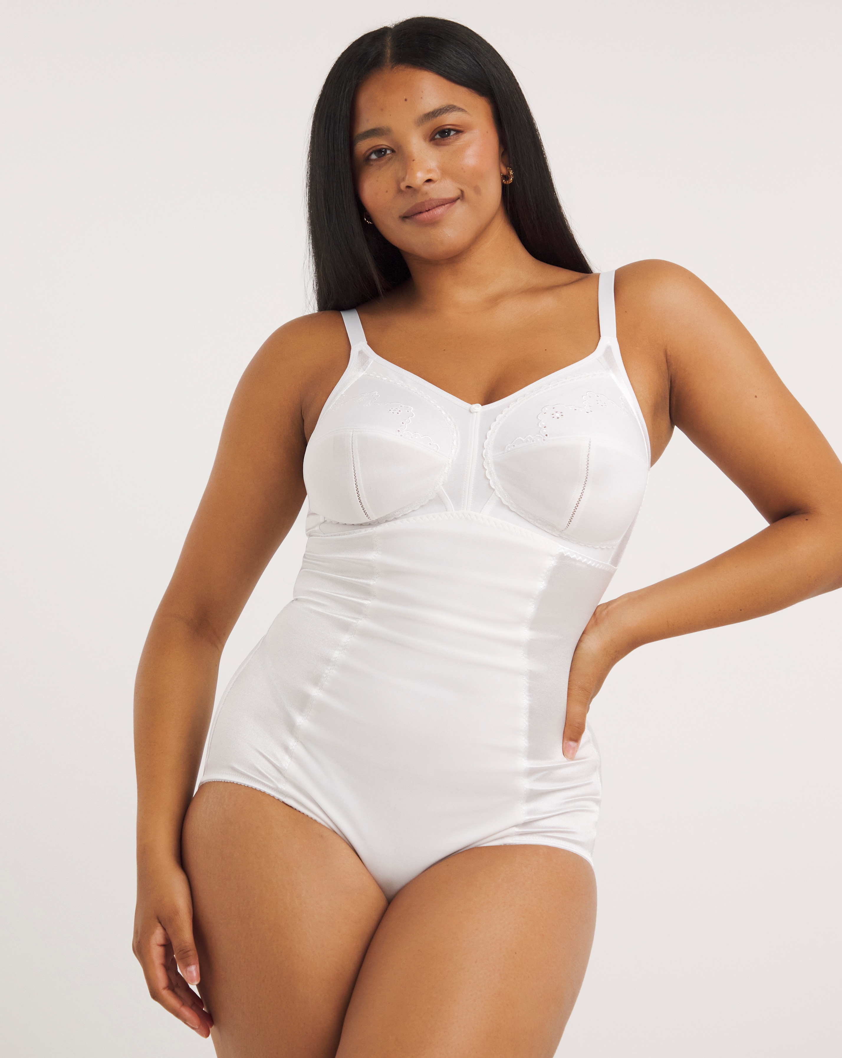 Pretty Secrets Dotty Firm Control White Pantee Corselet