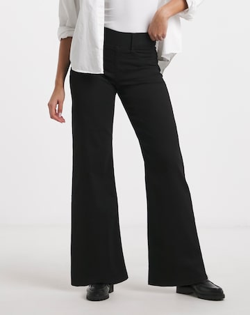 Black Stretch Wide Leg Pull On Jeggings