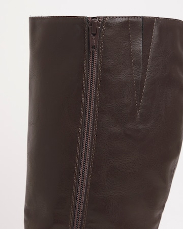 Eden Buckle Detail Knee High Boots Extra Wide EEE Fit Curvy Calf