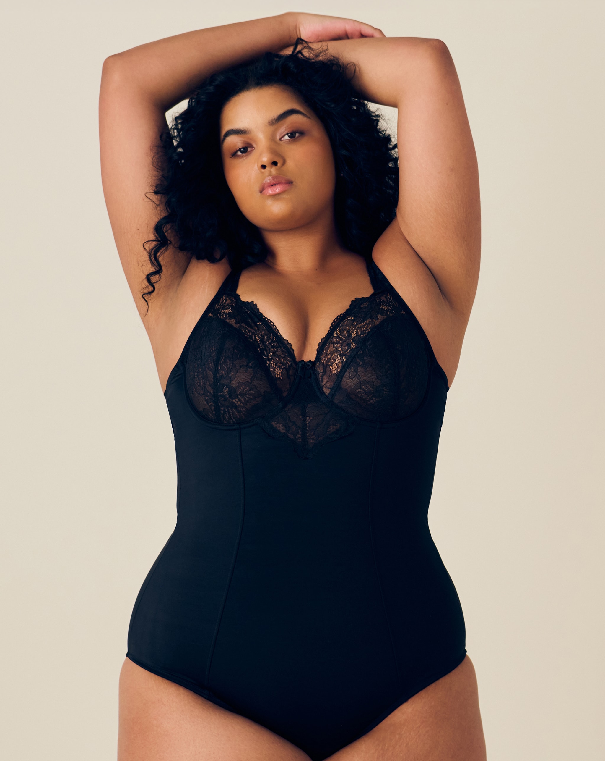 Model wears shapewear in black