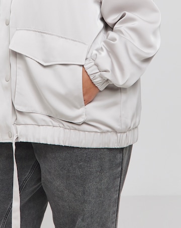 Grey Satin Bomber