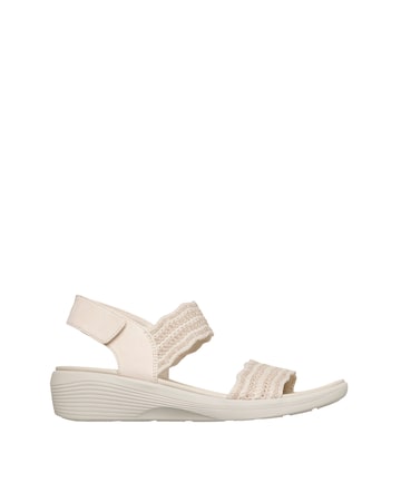 Skechers Arya Glitter Knit Sling Back White Sandals - Standard Fit (D)