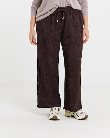 Chocolate Jersey Textured Wide Leg Trousers