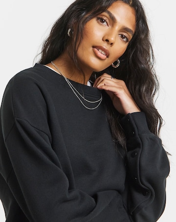 Black Popper Sleeve Sweatshirt