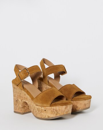 Gaga Leather Cork Platform Sandals - Wide Fit (E)