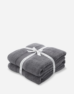 Catherine Lansfield Anti Bacterial Bath Sheet Pair Charcoal
