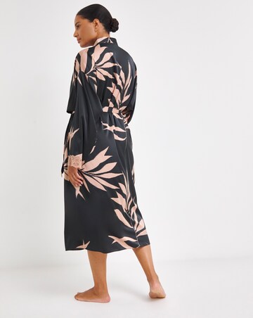 Figleaves Stretch Satin Lace Kimono Gown