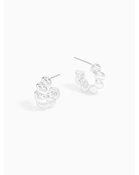 Inicio Silver Plated Twisted Polished Hoops - Gift Pouch