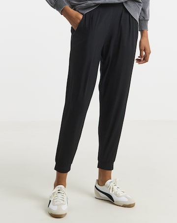Black Jersey Tapered Trousers