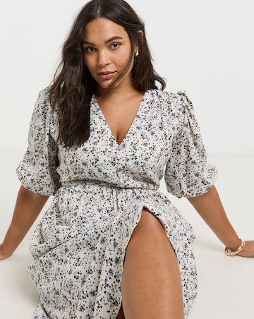 Simply Be Floral Print Button Through Midi Dress With Pockets